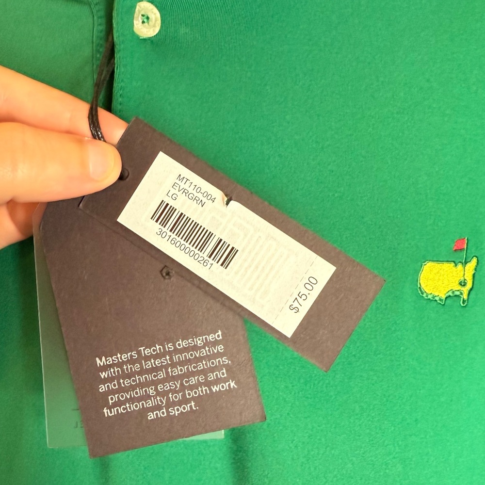 NEW Masters Tech Mens Large Polo Golf Shirt Green Evergreen UV Protection - Picture 6 of 7